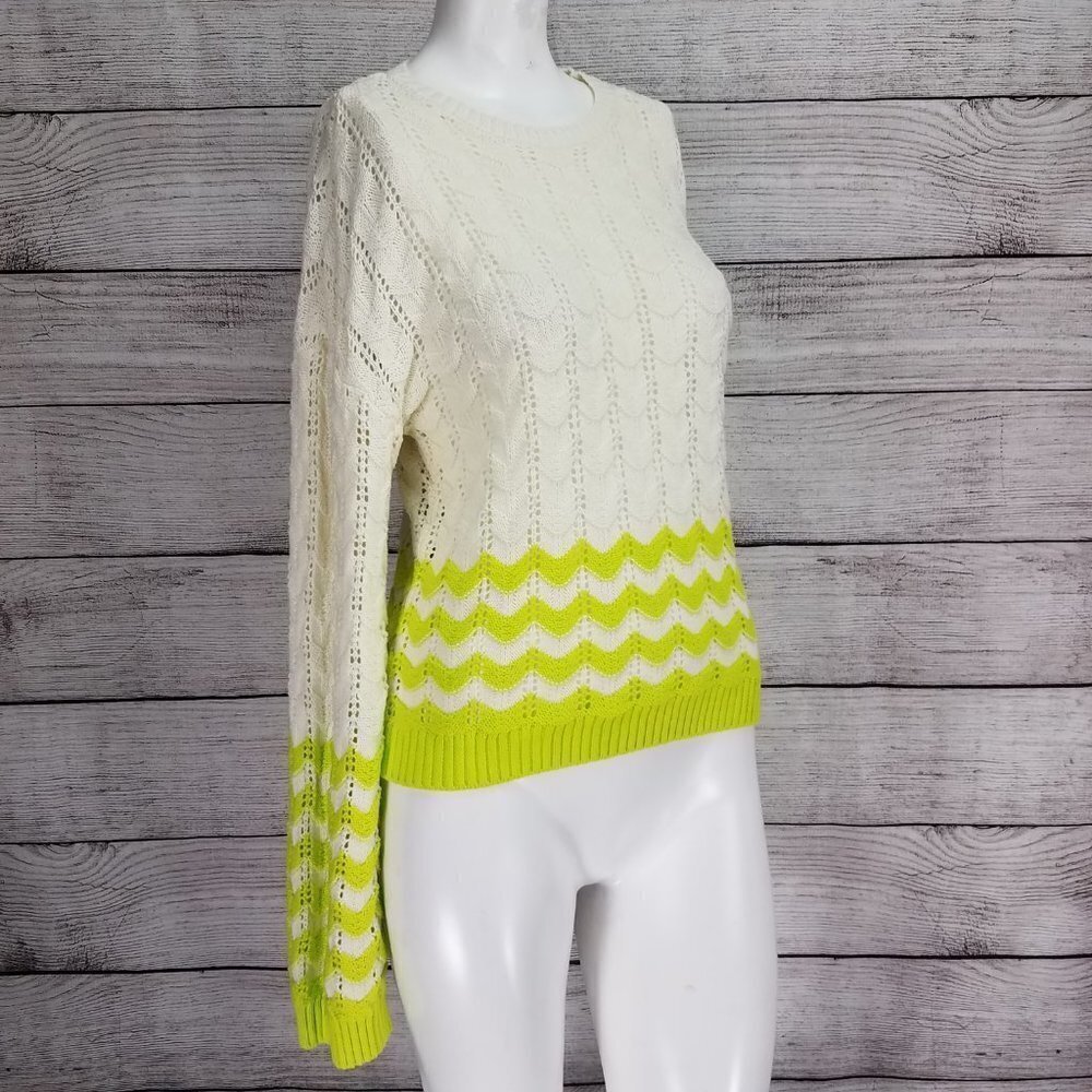 Abound NWT Nordstrom S Sweater Pullover Chevron Pointelle Knit Crew Coquette